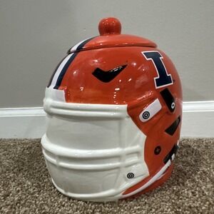 NCAA University Of Illinois Pegasus Football Helmet Ceramic Cookie Storage Jar